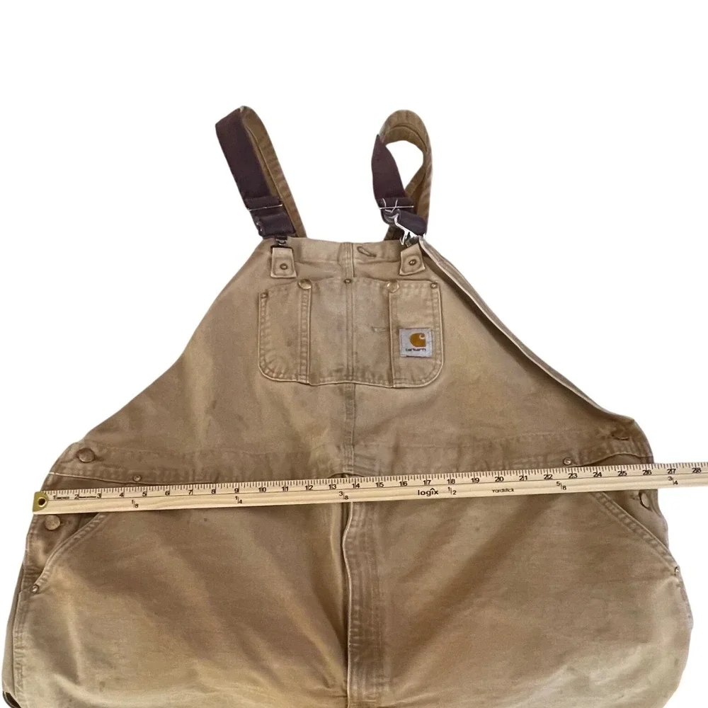 Vintage Carhartt‎ Men's Tan Canvas Bib Overalls Workwear Size 52 x28 dstressed